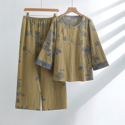 Ownkoti Comfortable Floral Cotton Casual Wear Round Neck Set