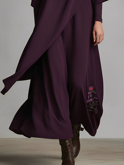 Chic Women's Plum Draped Cotton-Blend Jersey Maxi Dress