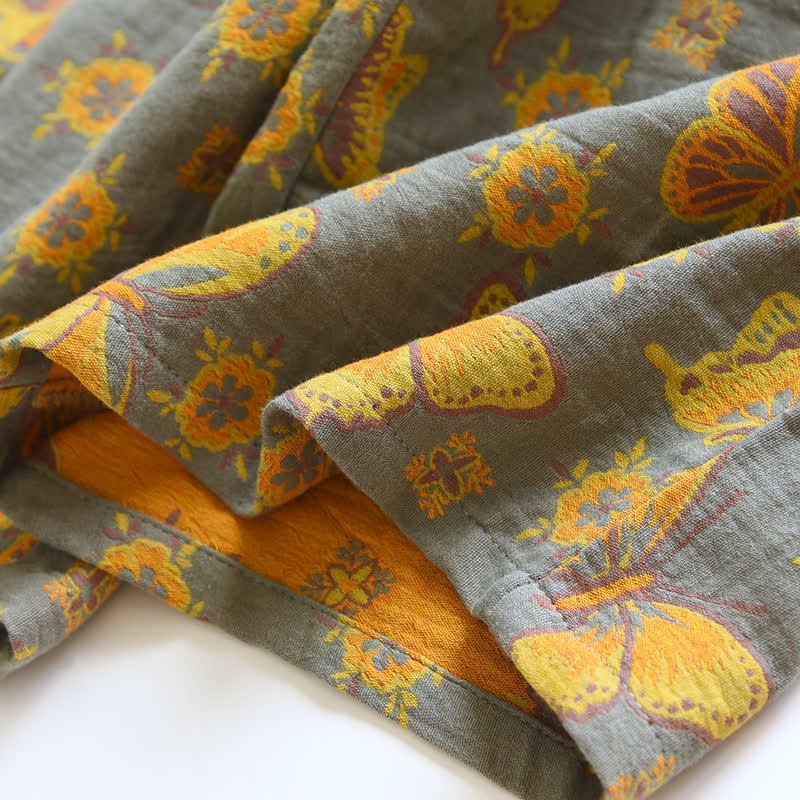 Summer Elegant Cotton Butterfly Shorts Set for Relaxation