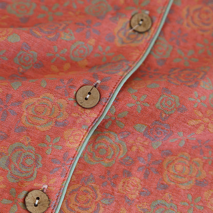 Ownkoti Elegance Rose Flower Cotton Pajama Set for Comfortable Nightwear