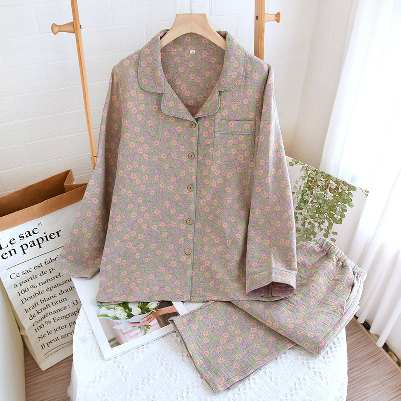 Ownkoti Premium Pure Cotton Jacquard Leaf Pajama Set for Women Comfort and Style