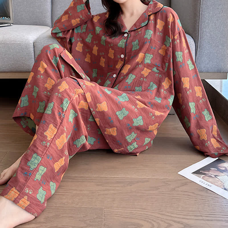 Ownkoti Plus Size Cozy Bear Cotton Lounge Set for Comfortable Everyday Wear