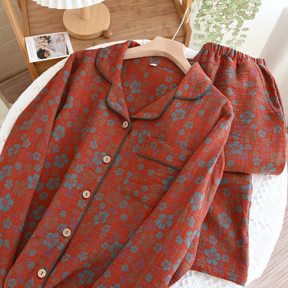 Ownkoti Floral Double Layer Gauze Pajama Set for Ultimate Comfort and Style