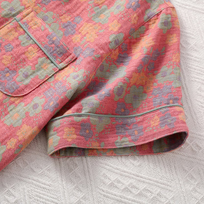 Ownkoti 3-Piece Cotton Gauze Nightgown Set with Short Sleeves for Comfort and Style