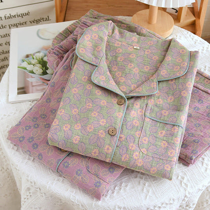 Ownkoti Premium Pure Cotton Jacquard Leaf Pajama Set for Women Comfort and Style