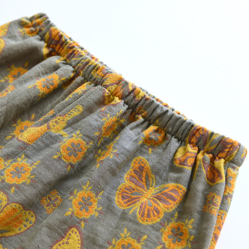 Summer Elegant Cotton Butterfly Shorts Set for Relaxation