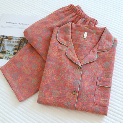 Ownkoti Elegance Rose Flower Cotton Pajama Set for Comfortable Nightwear