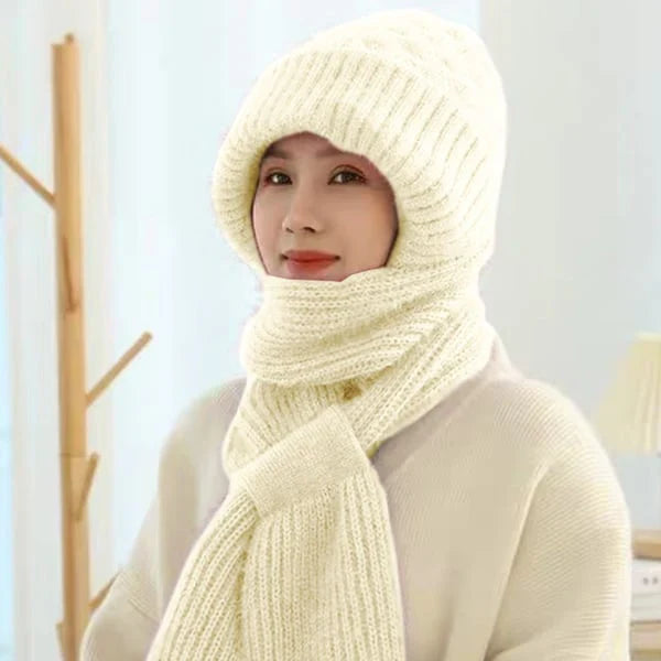 Women’s Windproof Fleece-Lined Hat and Scarf with Ear Protection