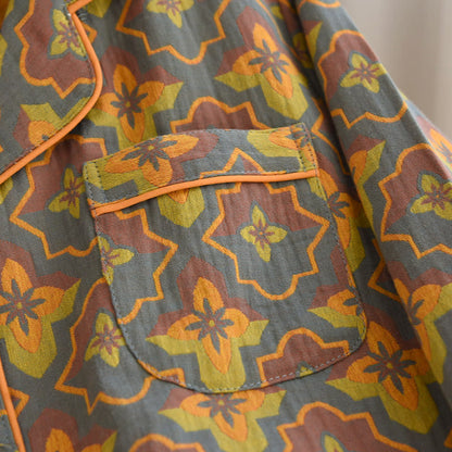 Ownkoti Elegant Cotton Loungewear Set with Flower-Shaped Diamond Embroidery