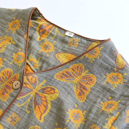 Summer Elegant Cotton Butterfly Shorts Set for Relaxation