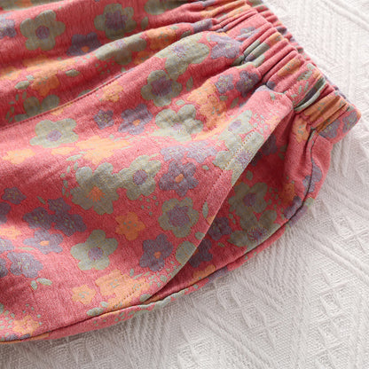 Ownkoti 3-Piece Cotton Gauze Nightgown Set with Short Sleeves for Comfort and Style