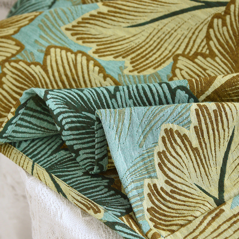 Cotton Loungewear Set with Colorfully Woven Leaf Patterns