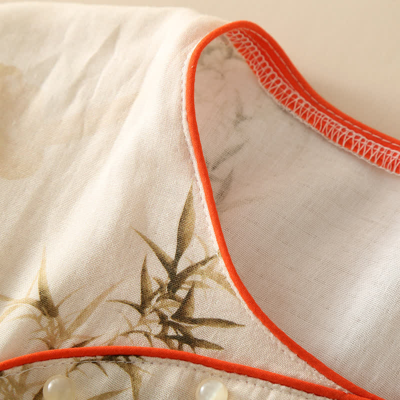 Majestic Persimmon Double Layer Gauze Nightwear Set for Comfort and Elegance