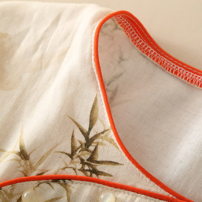 Majestic Persimmon Double Layer Gauze Nightwear Set for Comfort and Elegance