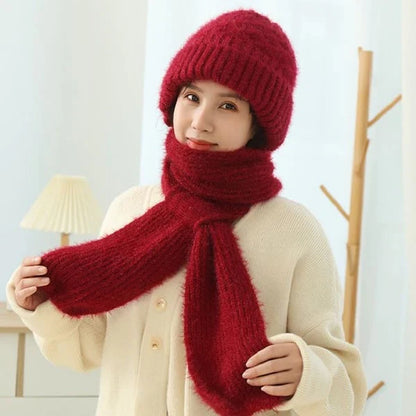 Women’s Windproof Fleece-Lined Hat and Scarf with Ear Protection
