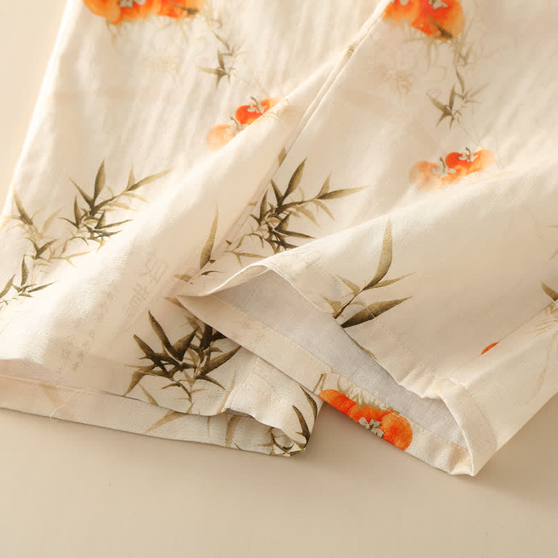 Majestic Persimmon Double Layer Gauze Nightwear Set for Comfort and Elegance