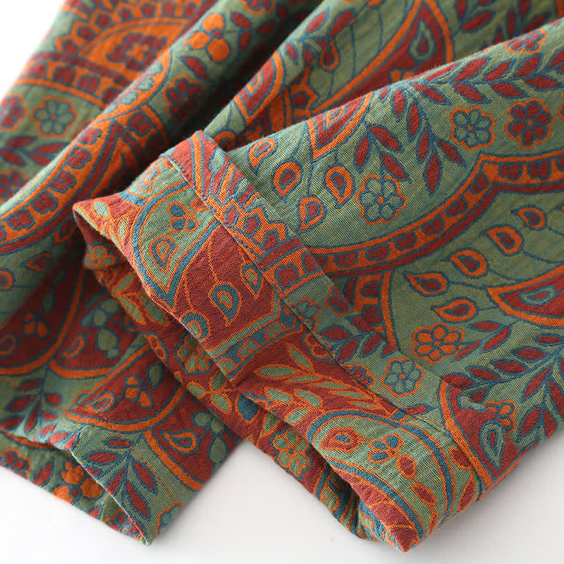 Ownkoti Vintage Jacquard Crew Neck Loungewear Set for Stylish Relaxation