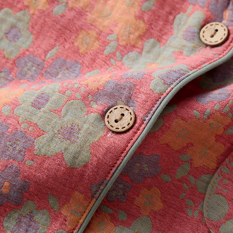 Ownkoti 3-Piece Cotton Gauze Nightgown Set with Short Sleeves for Comfort and Style