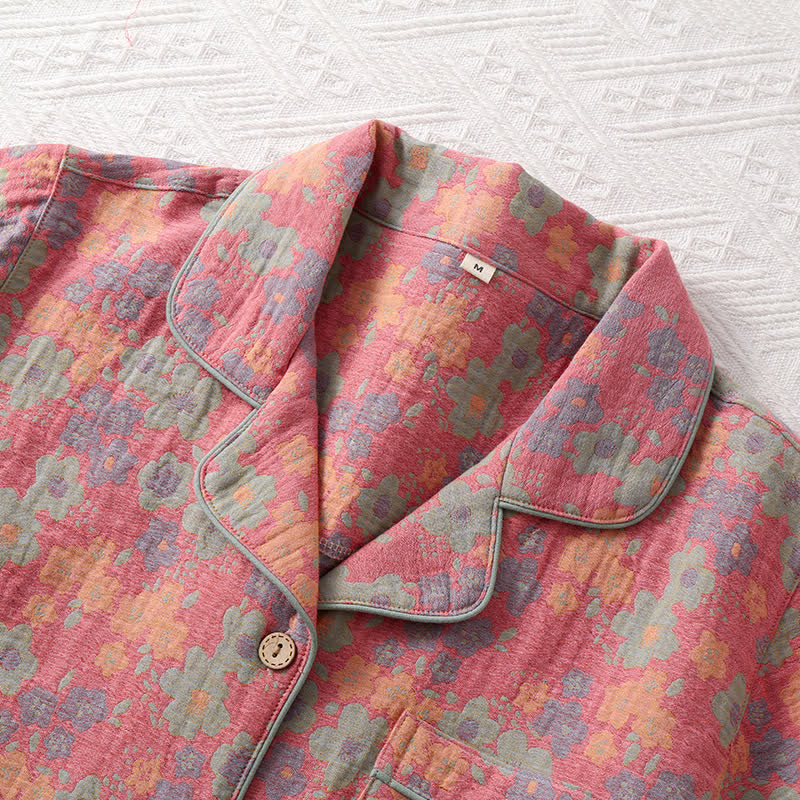 Ownkoti 3-Piece Cotton Gauze Nightgown Set with Short Sleeves for Comfort and Style