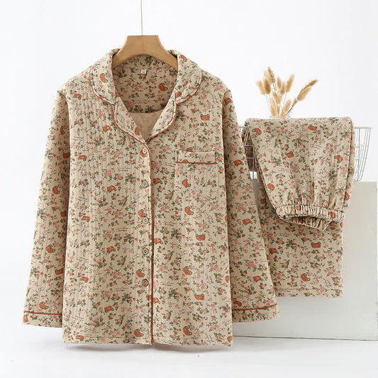 Ownkoti Rustic Rugged Rose Cotton Pajama Set for Women and Men