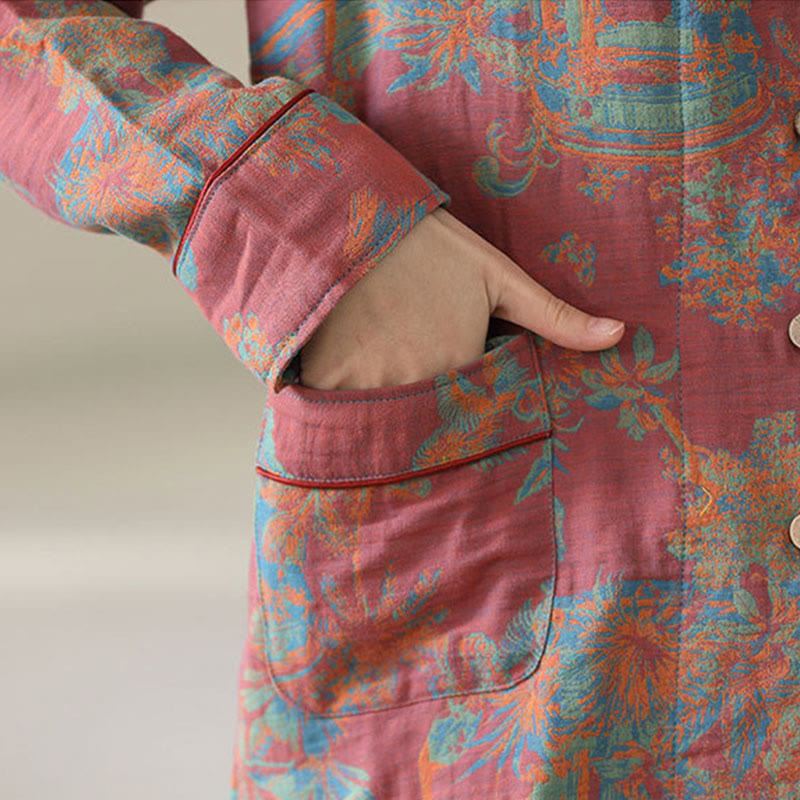 Ownkoti Floral Print Cotton Loungewear Set with Double-Layer Comfort