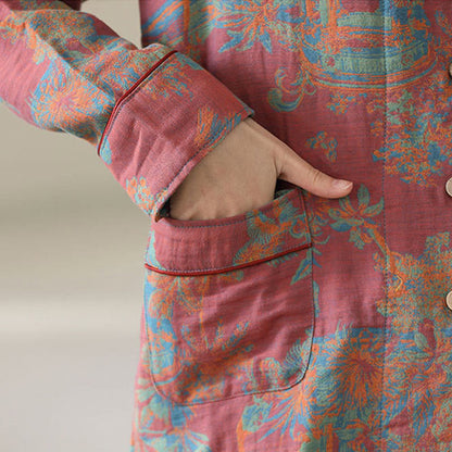 Ownkoti Floral Print Cotton Loungewear Set with Double-Layer Comfort