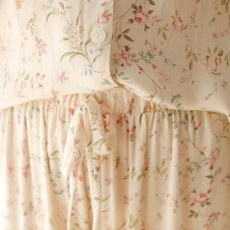 Ownkoti Floral Satin V-Neck Long Sleeve Sleepwear for Ultimate Comfort