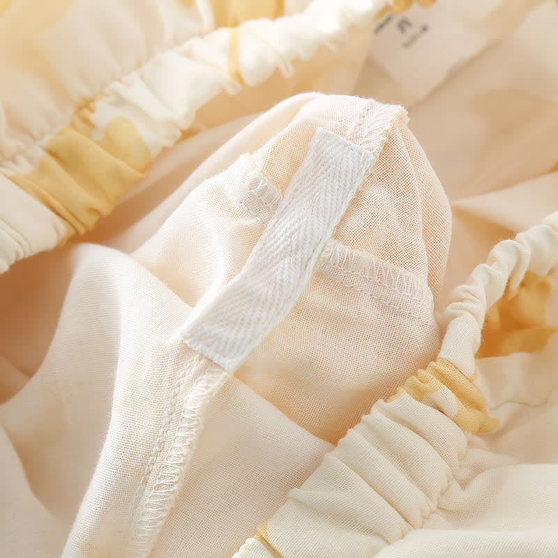 Ownkoti Ginkgo Leaf Design Bowknot Cotton Loungewear Set for Stylish Comfort