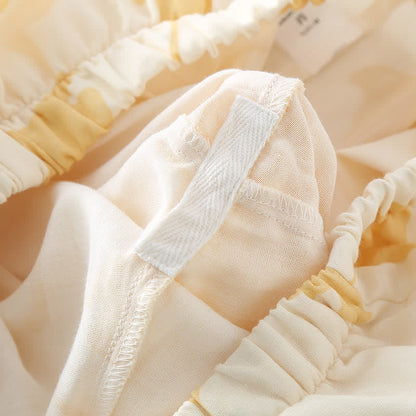 Ownkoti Ginkgo Leaf Design Bowknot Cotton Loungewear Set for Stylish Comfort