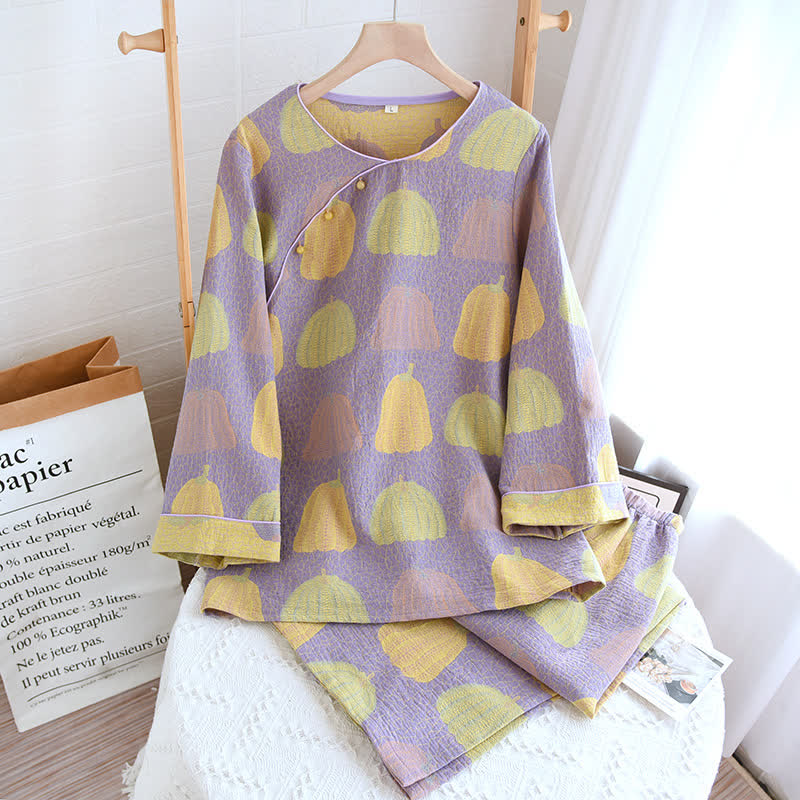 Pure Cotton Rural Pumpkin Style Pajama Set, Comfortable and Soft, Casual and Fashionable