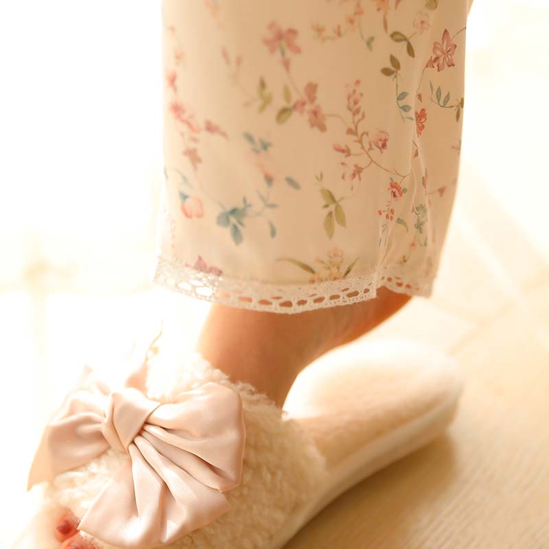 Ownkoti Floral Satin V-Neck Long Sleeve Sleepwear for Ultimate Comfort