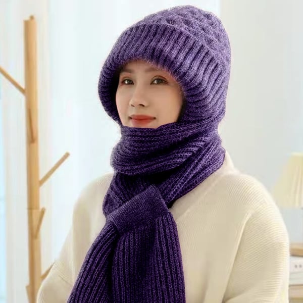 Women’s Windproof Fleece-Lined Hat and Scarf with Ear Protection