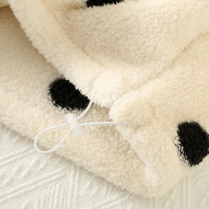 Ownkoti Polka Dot Long Sleeve Fleece Pajama Set - Cozy and Stylish Nightwear for Ultimate Comfort