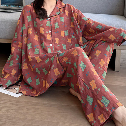 Ownkoti Plus Size Cozy Bear Cotton Lounge Set for Comfortable Everyday Wear