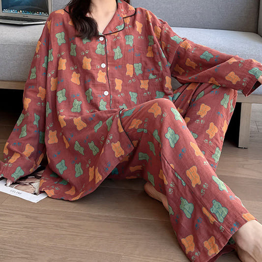 Ownkoti Plus Size Cozy Bear Cotton Lounge Set for Comfortable Everyday Wear