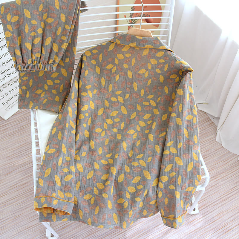 Ownkoti Soft Cotton Loungewear Set with Elegant Leaf Design