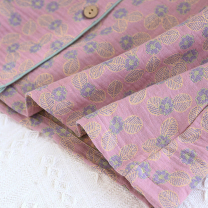 Ownkoti Premium Pure Cotton Jacquard Leaf Pajama Set for Women Comfort and Style