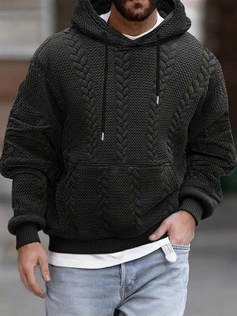 Men's Casual Knit Hoodie Sweater with Front Pocket