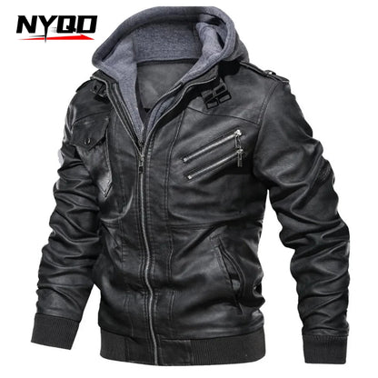 Avero Leather Hooded Jacket