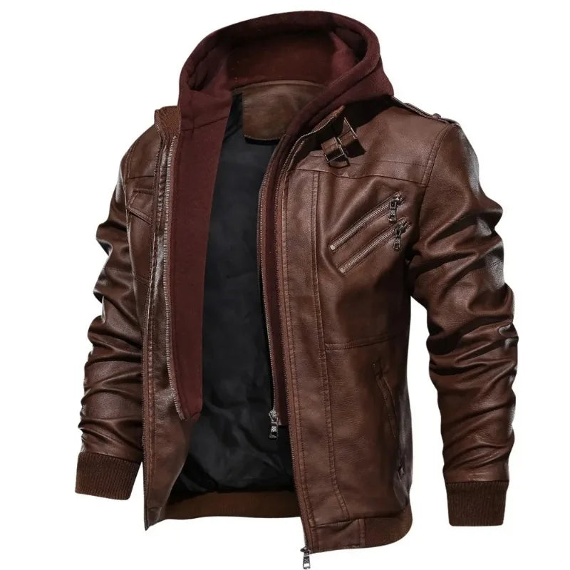 Avero Leather Hooded Jacket
