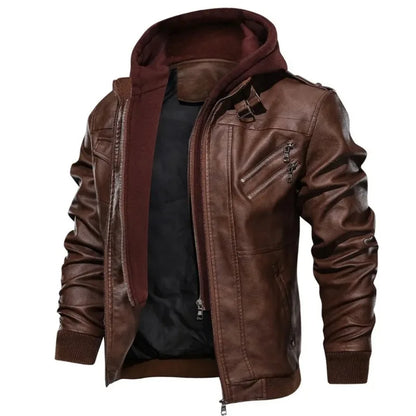 Avero Leather Hooded Jacket