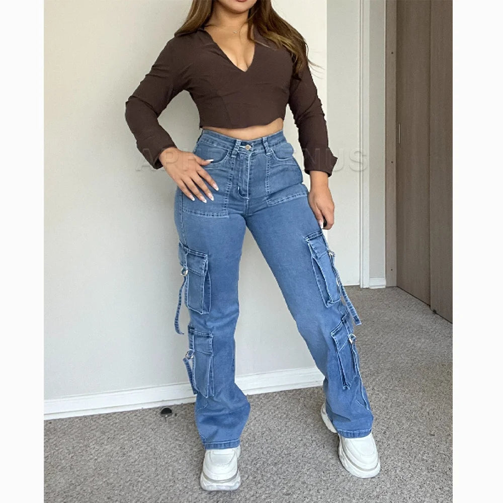 Vintage High Waist Cargo Jeans