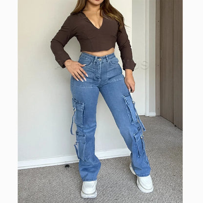 Vintage High Waist Cargo Jeans