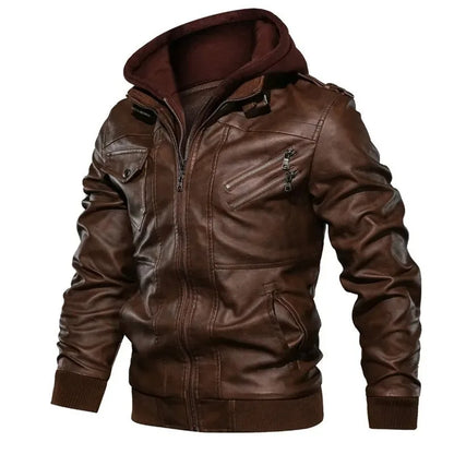 Avero Leather Hooded Jacket