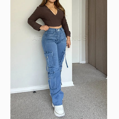 Vintage High Waist Cargo Jeans