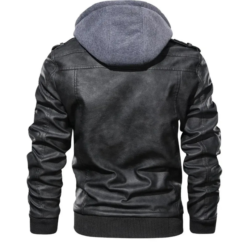 Avero Leather Hooded Jacket