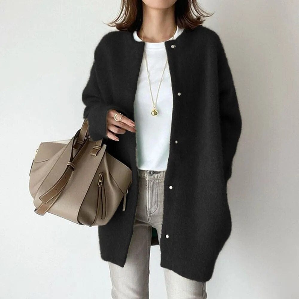 Chic Buttoned Knit Jacket
