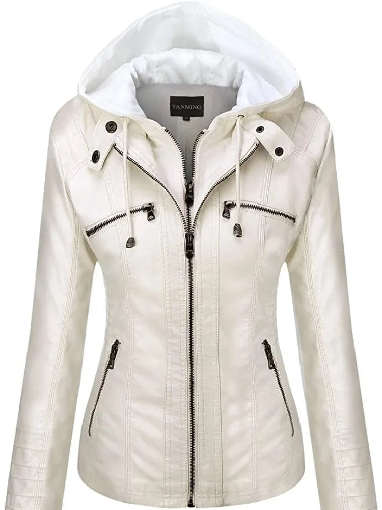 Stylish Hooded Leather Jacket