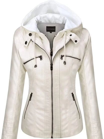 Stylish Hooded Leather Jacket