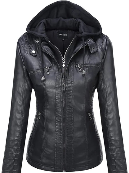 Stylish Hooded Leather Jacket